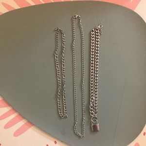 Silver Chain Necklace Set